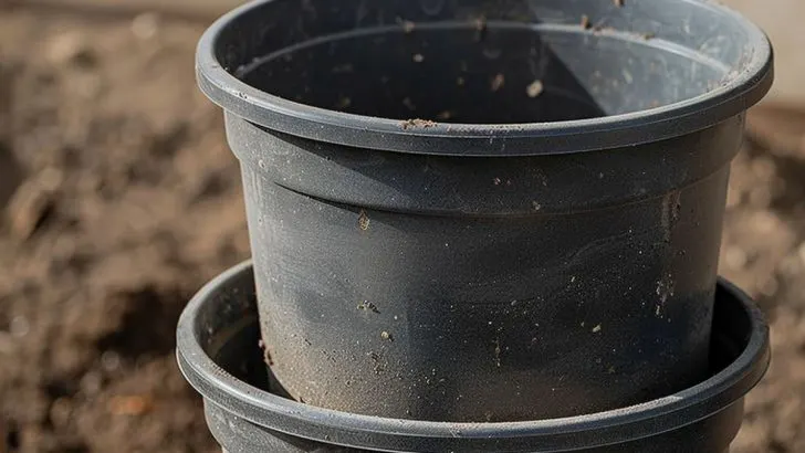 Die Dame stapelt 2 Töpfe. Ihr müsst euch die Umgestaltung ihres Gartens ansehen